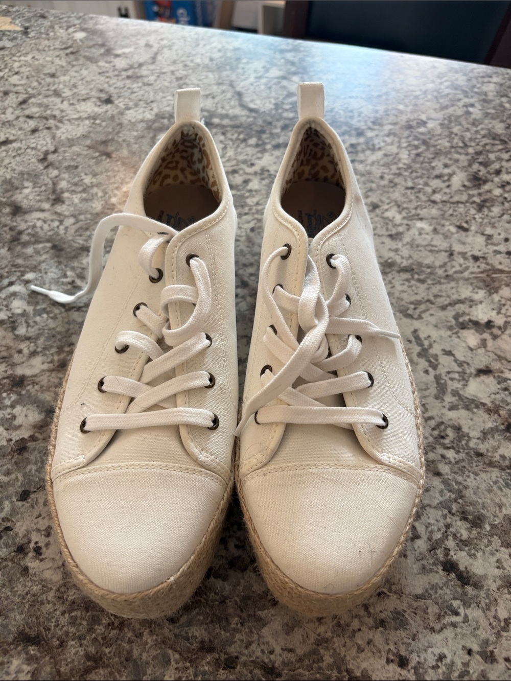 Skechers White Lace-Up Platform Espadrille Sneakers